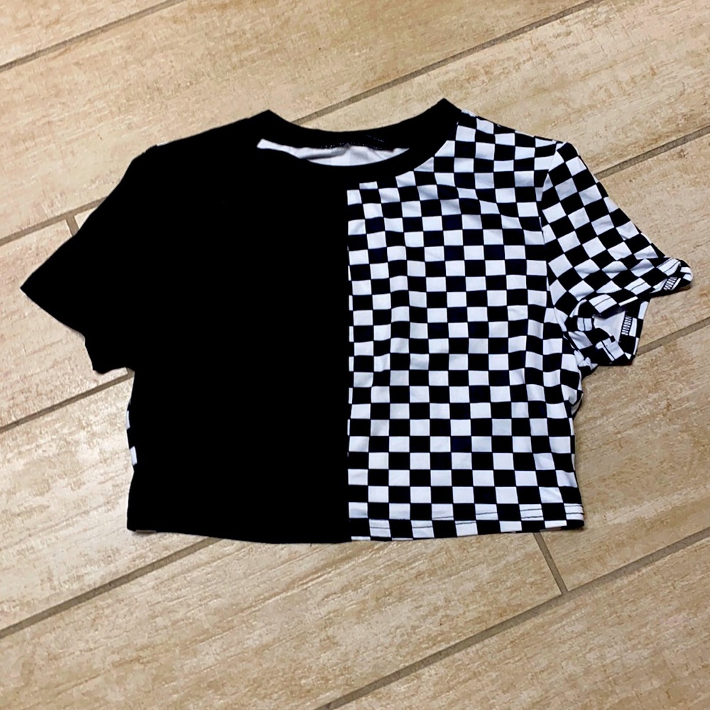 Black and White Checkered Crop Top
